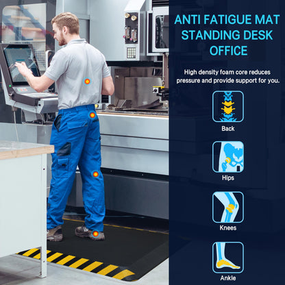 FEATOL Anti Fatigue Mat Industrial, Ergonomic Standing Floor Mat for Work for Stand -Safety Support for Leg & Back Pain(Yellow Border, 20" x 39", 1PC)