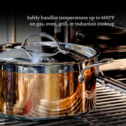 Hestan - CopperBond Collection - 100% Pure Copper Stock Pot, Induction Cooktop Compatible, 6 Quart