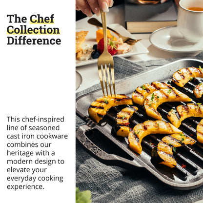 Lodge 11" Cast Iron Square Grill Pan - Chef Collection - Pre-Seasoned Cast Iron Pan - Versatile Cooking - Indoor & Outdoor Use - Incredible Heat Retention