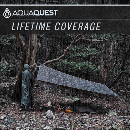 AquaQuest Safari Tarp – Lightweight Waterproof (5,000 mm) Seam-Taped Ripstop Rain Fly for Backpacking, Thru-Hiking & Hammock Camping – 10x10 True Terrain Camo