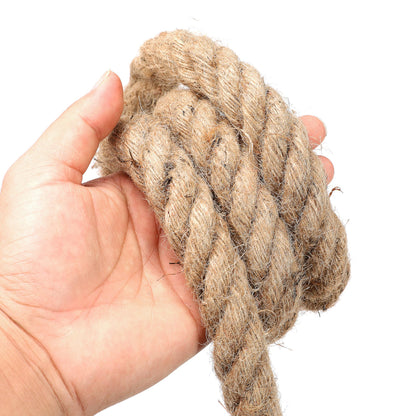 Jute Rope (1 in X 100 ft), 25mm Thick Twisted Manila Ropes,Tug of War Rope,Thick Ropes Natural Heavy Duty Hemp Rope for Swing Bed, Crafts, Railing, Tug of War, Home Decorating (25mm, 100FT)