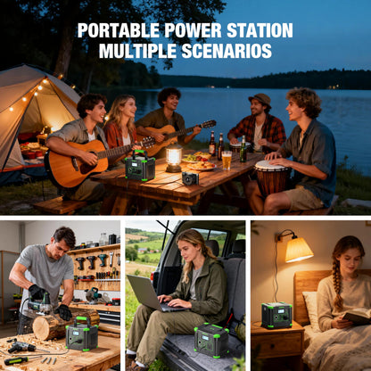 Portable Power Station 330W, GRECELL 288.6Wh Solar Generator with 60W USB-C PD Output, 120V Pure Sine Wave AC Outlet Backup Lithium Battery for Outdoors Camping Travel Home Blackout