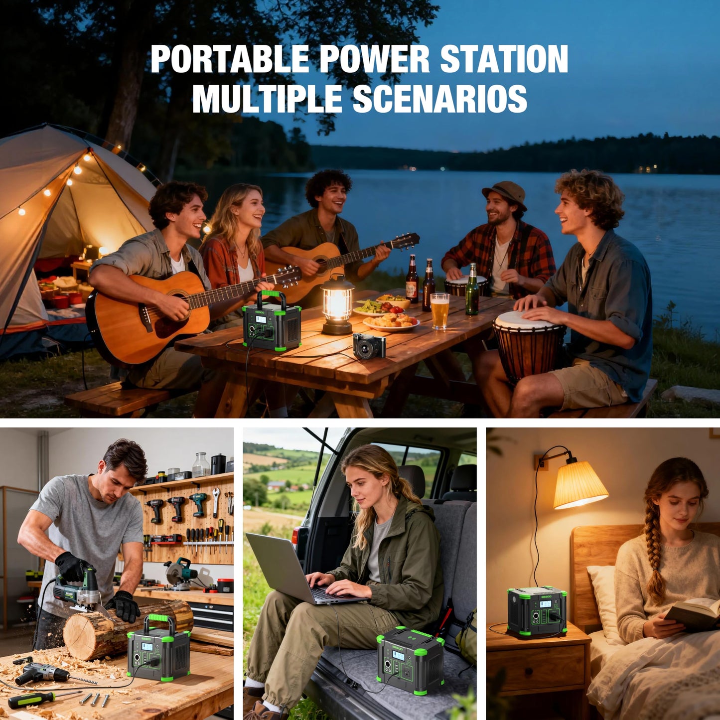 Portable Power Station 330W Solar Generator 288.6Wh, 60W USB-C PD Fast Charging, Pure Sine Wave AC Outlet, 5W Wireless Charger, LED for RV Camping, CPAP Emergency Backup & Off-Grid Living (Peak 600W)