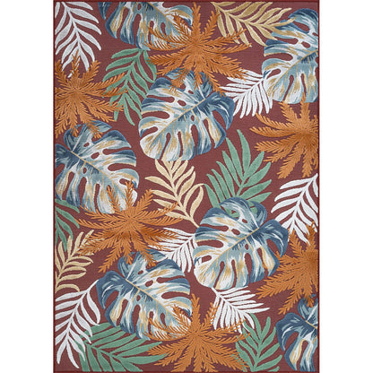 Luul Home Floral Indoor Outdoor Rugs 9x12 Large Area Rug for Living Room, Patio Decor, Kitchen, and Entryway Rug, Washable Stain Resistant Outside Carpet Red 9 x 12