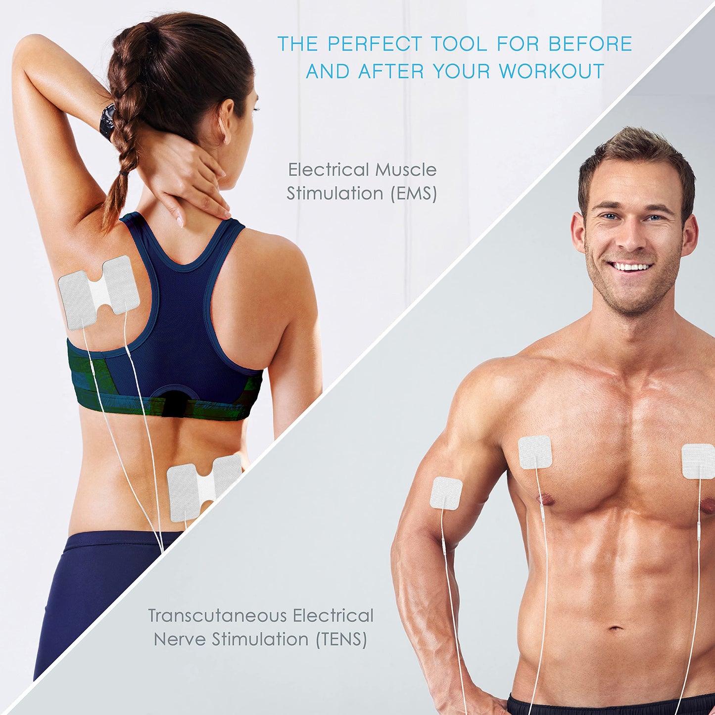 Pure Enrichment PurePulse Duo Dual Channel TENS & EMS Combo Muscle Stimulator - 14 Modes for Chronic Pain Relief, Adjustable Treatment Timer, Includes Reusable Electrode Pads, Storage Bag, & More