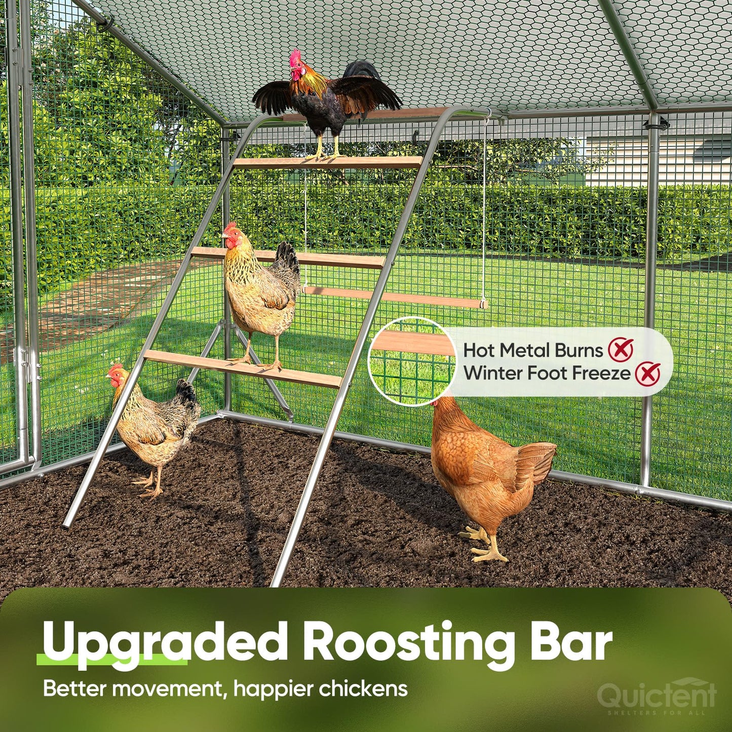 Quictent Advanced Series 18x9 ft Metal Chicken Coop Run with Climbing Ladder, Large Walk-in Outdoor Poultry Cage Heavy Duty Predator Proof Hen Duck Rabbit Farm Pen House, Waterproof Anti-UV Cover