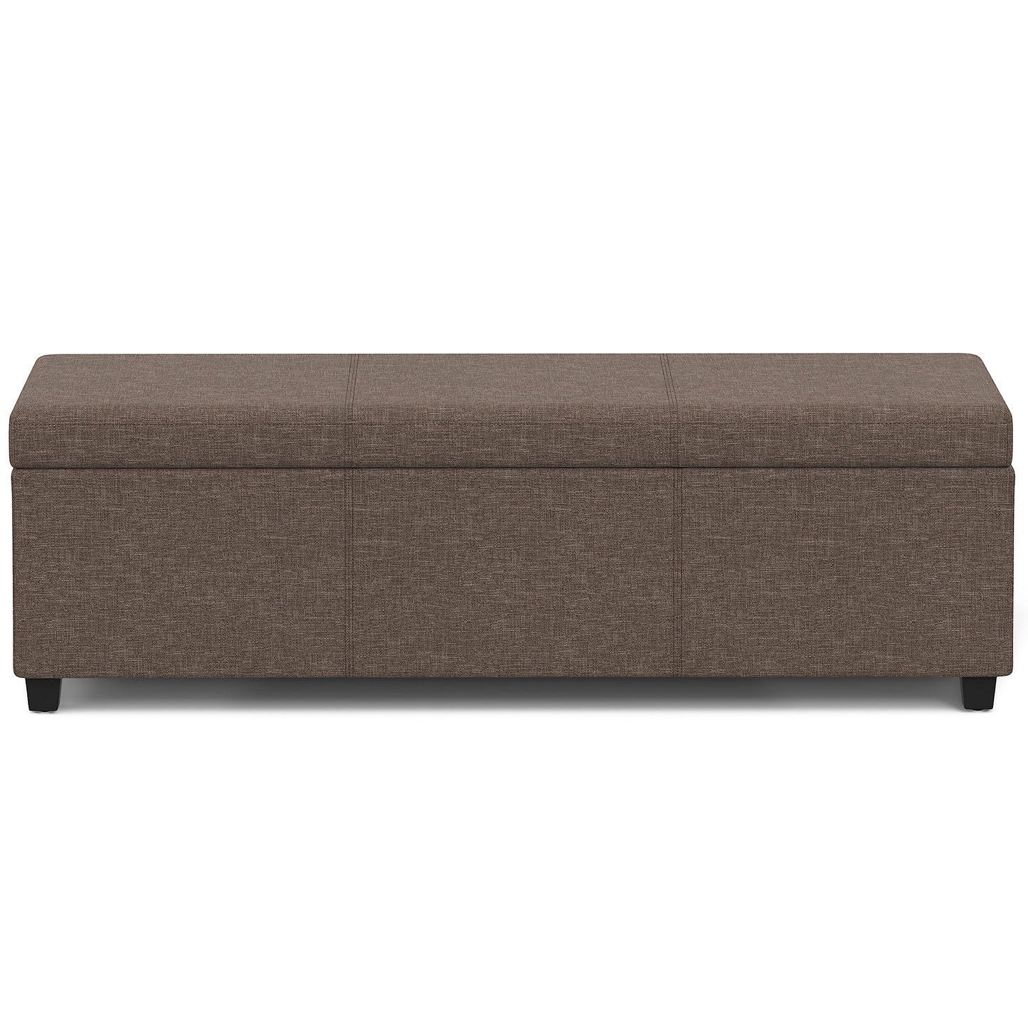 SIMPLIHOME Avalon Extra Large Storage Ottoman Bench - 54 inch Wide Upholstered Linen Look Fabric Rectangular Lift-Top Ottoman in Fawn Brown, Contemporary Bench for Living Room with Hidden Storage