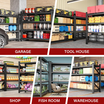6000LBS Heavy Duty Garage Shelving Units,79" Wide & Deep Storage Shelves,Black Metal Garage Shelves,Large Storage Rack,Steel Shelf,Industrial Shelving for Shop,Warehouse,Basement,79" W x 24" D x 79" H
