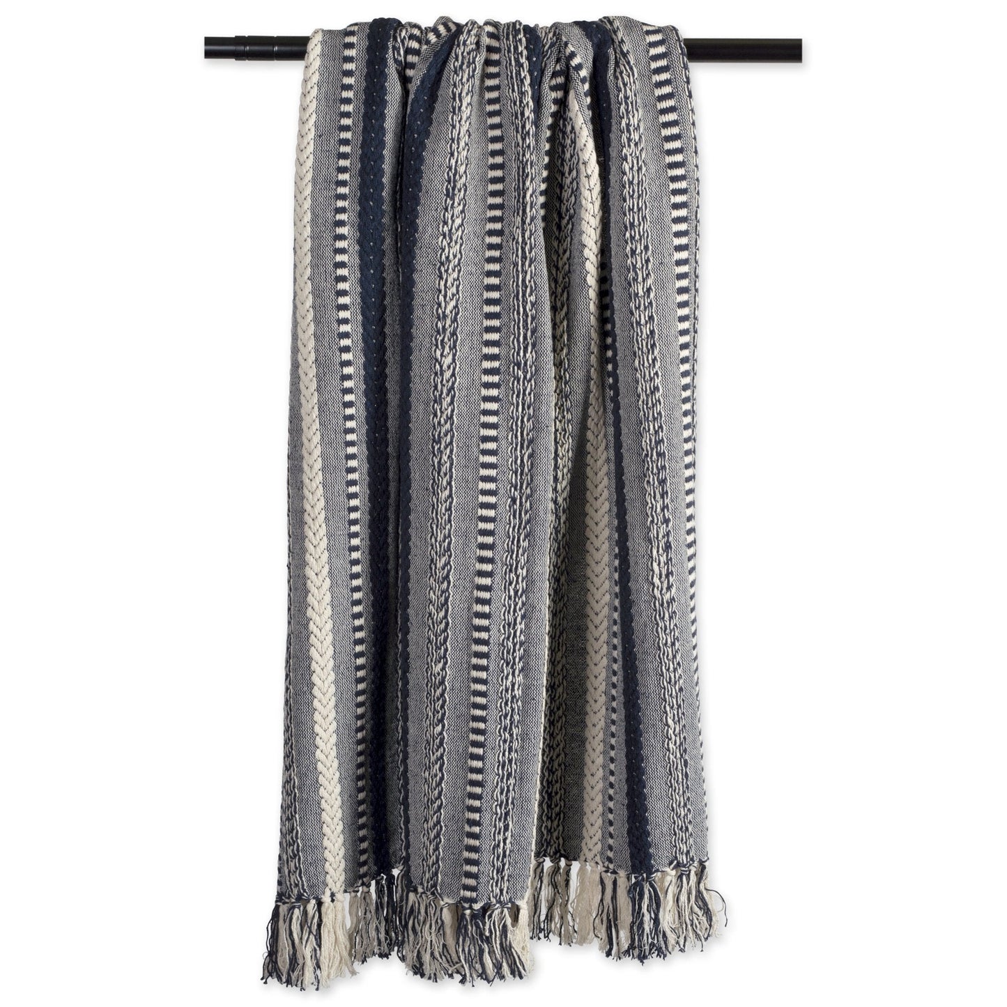 DII Braided Striped Decorative Throw Blanket, 50x60, Navy