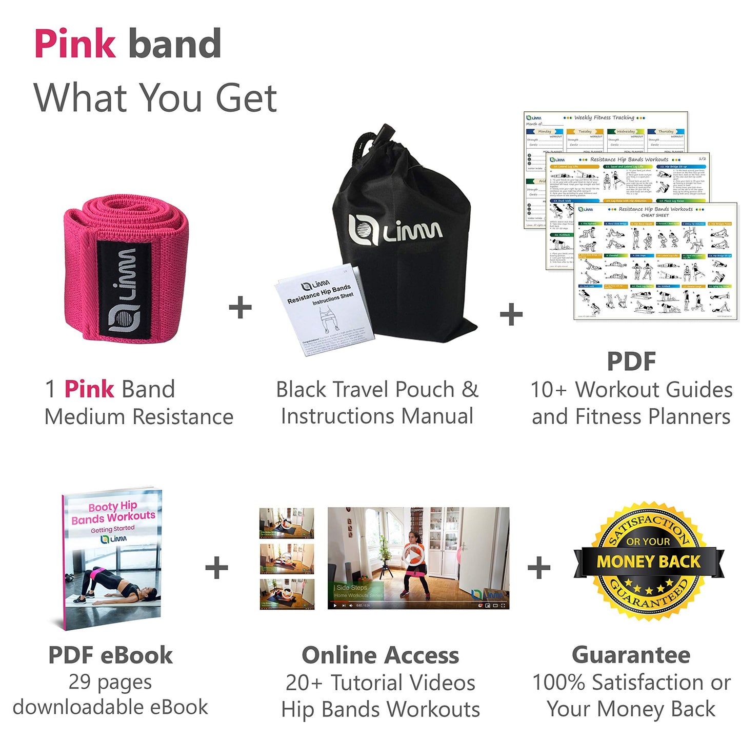 Fittest Pro by Limm Resistance Bands for Legs and Butt, Fabric Exercise Loop Bands Yoga, Pilates, Rehab, Fitness and Home Workout, Strength Bands for Booty