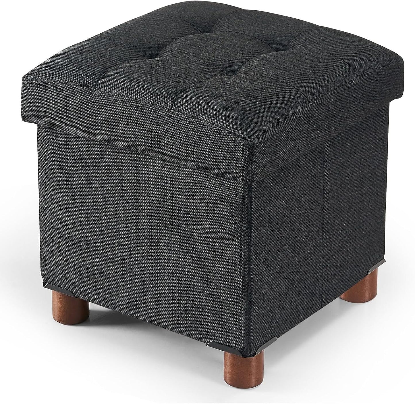 12.6"x12.6"x12.8" BRIAN & DANY Small Ottoman with Storage, Small Storage Ottoman, Folding Foot Stool with Wood Legs