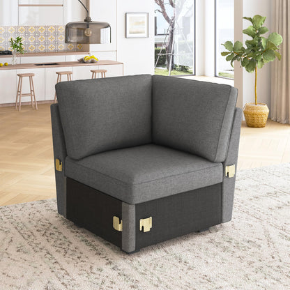 HONBAY Corner Seat for Sectional Sleeper Sofa, Corner Module for Modular Sleeper Couch with Pull Out Bed, Dark Grey