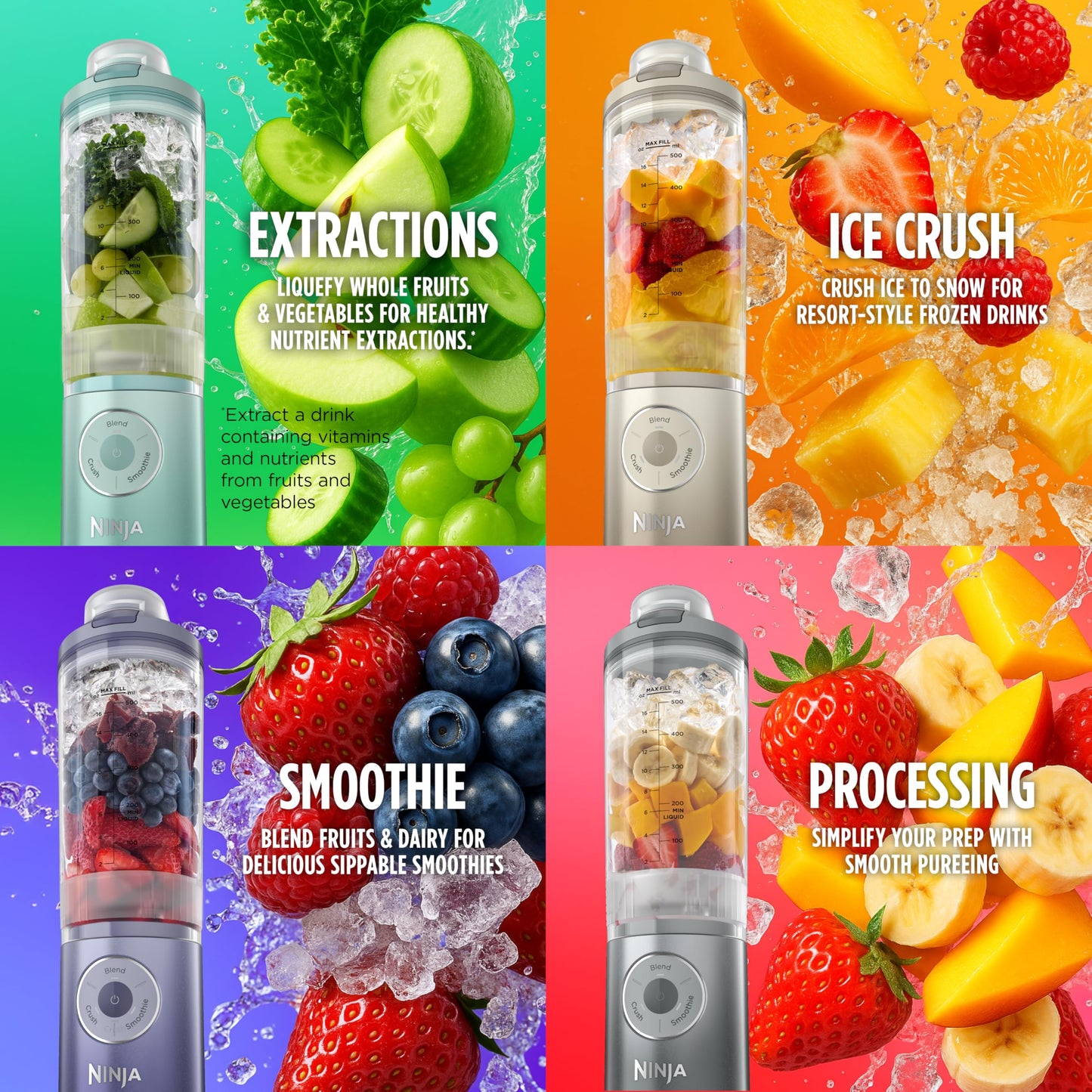 Ninja Blast Max, Portable & Personal Blender + Twist & Go, Smoothie, Blend, Ice Crush, 3 Programs, Cordless, 22 oz removable Vessel, Dishwasher Safe, Leakproof, Grey, BC251GY