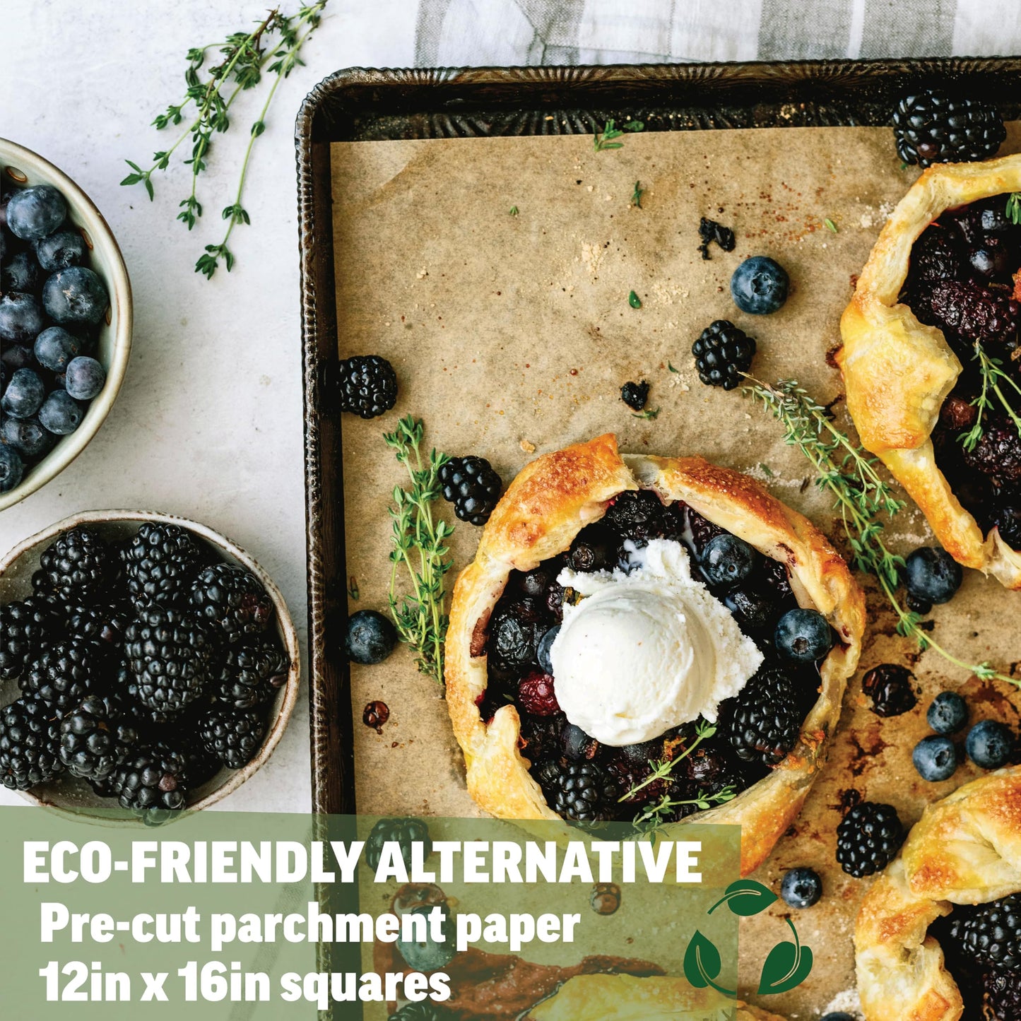 Parchment Paper Sheets 12x16 for Baking - Unbleached Chlorine-free, High Heat, Non-Stick Pre-Cut Parchment Paper for Half Sheet Pans (200 sheets)