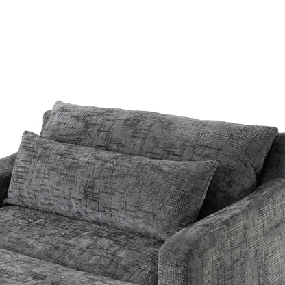 Merax Modern Indoor Chaise Lounge with Pillows, Oversized Chenille Upholstered Sleeper Sofa Bed with Armrests for Living Room, Apartment, Grey