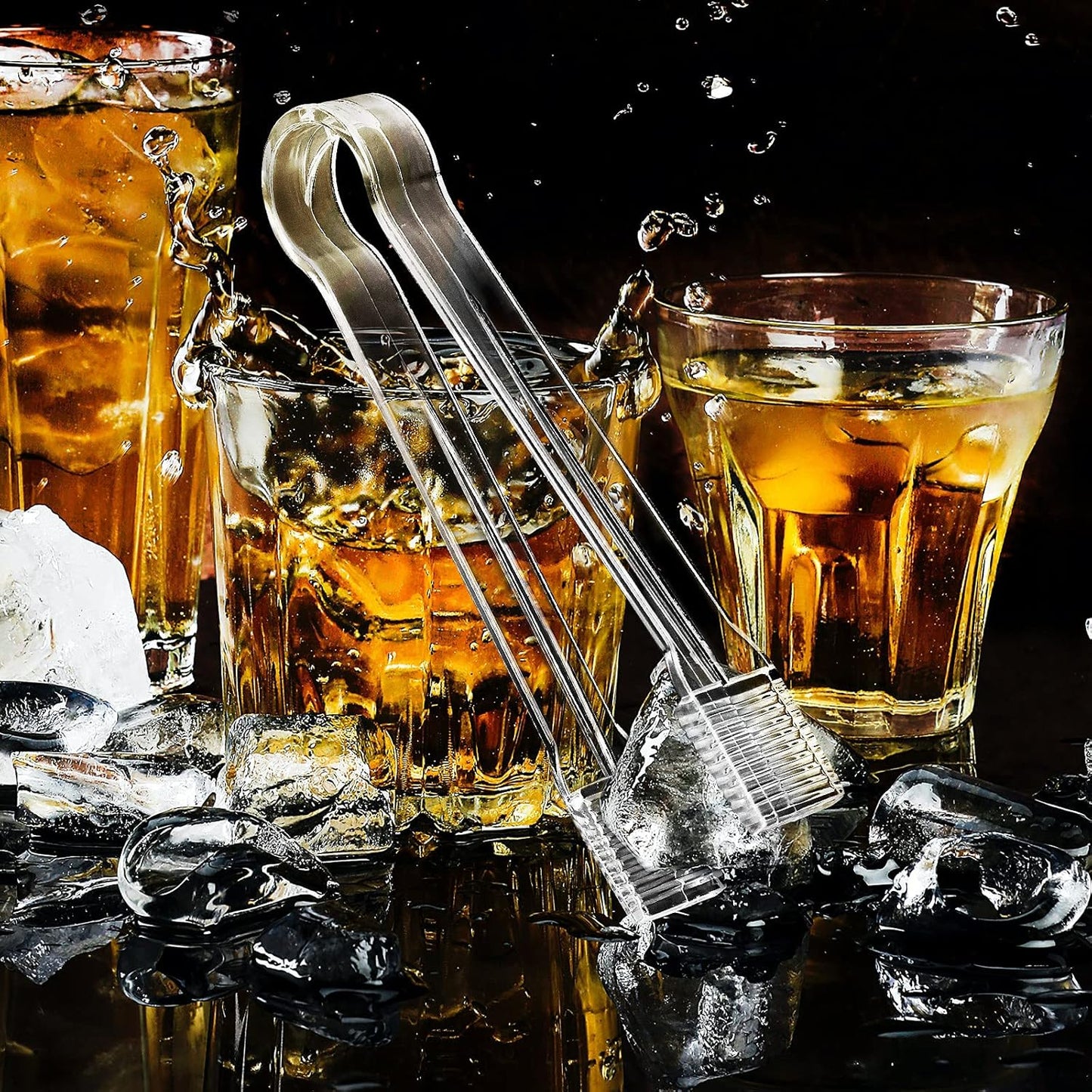 Patelai 10 Pieces Small Plastic Serving Tongs for Appetizers, Clear Mini Sugar Cube Buffet Ice Tongs, 6.3 Inch