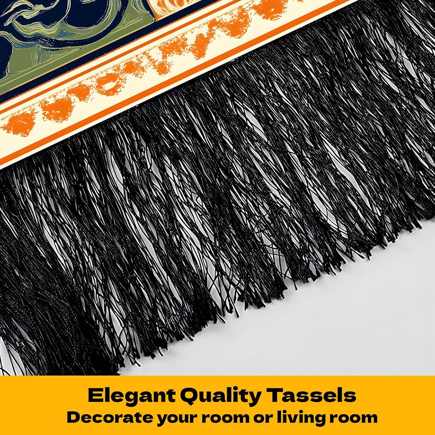 2 13"x51", BVBOX PCS Vertical Floral Tapestry Ottoman Aesthetic Long Vertical Wall Hanging Black Tassel Tapestries Home