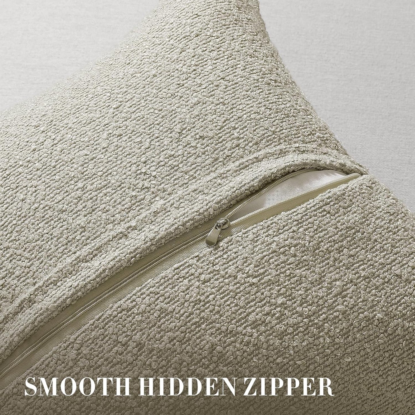 20 20 Inch Set 2, Cozy Throw Pillow Covers x of Beige Decorative Accent Solid Boucle Textured Pillow Cover, Neutral