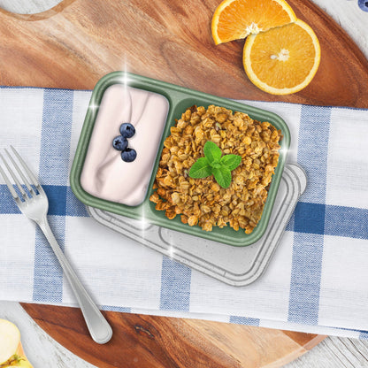 Bentgo Prep - 2-Compartment Snack Containers with Lids - Reusable, Microwaveable, Durable, PFAS & BPA-Free, Freezer, & Dishwasher-Safe Meal Prep Food Storage - 10 Trays & 10 Lids (Basil Glitter)