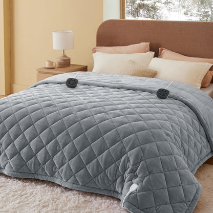 Bedsure Electric Blanket King Size - Dual Control Heated Blanket King Size, Fast Heating with 10 Time Settings & 10 Heat Settings, Warm Gift for Grandma (100x90 inches, Grey)