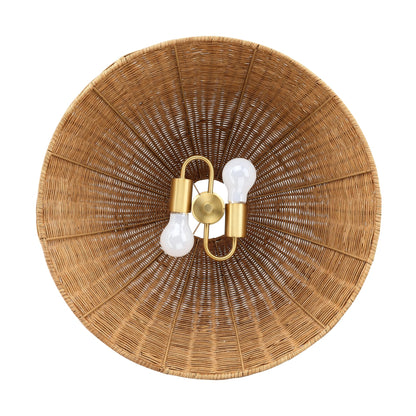 Nathan James Augustine Modern Farmhouse Rattan Pendant Light, Rattan Chandelier Pendant Lamp Shade for Kitchen or Living Room