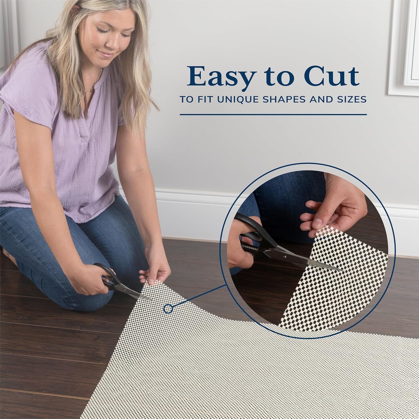 Veken Rug Pad Gripper - Non-Slip 6x8 Ft Thick Mat for Hardwood & Tile Floors | Keeps Rugs Secure