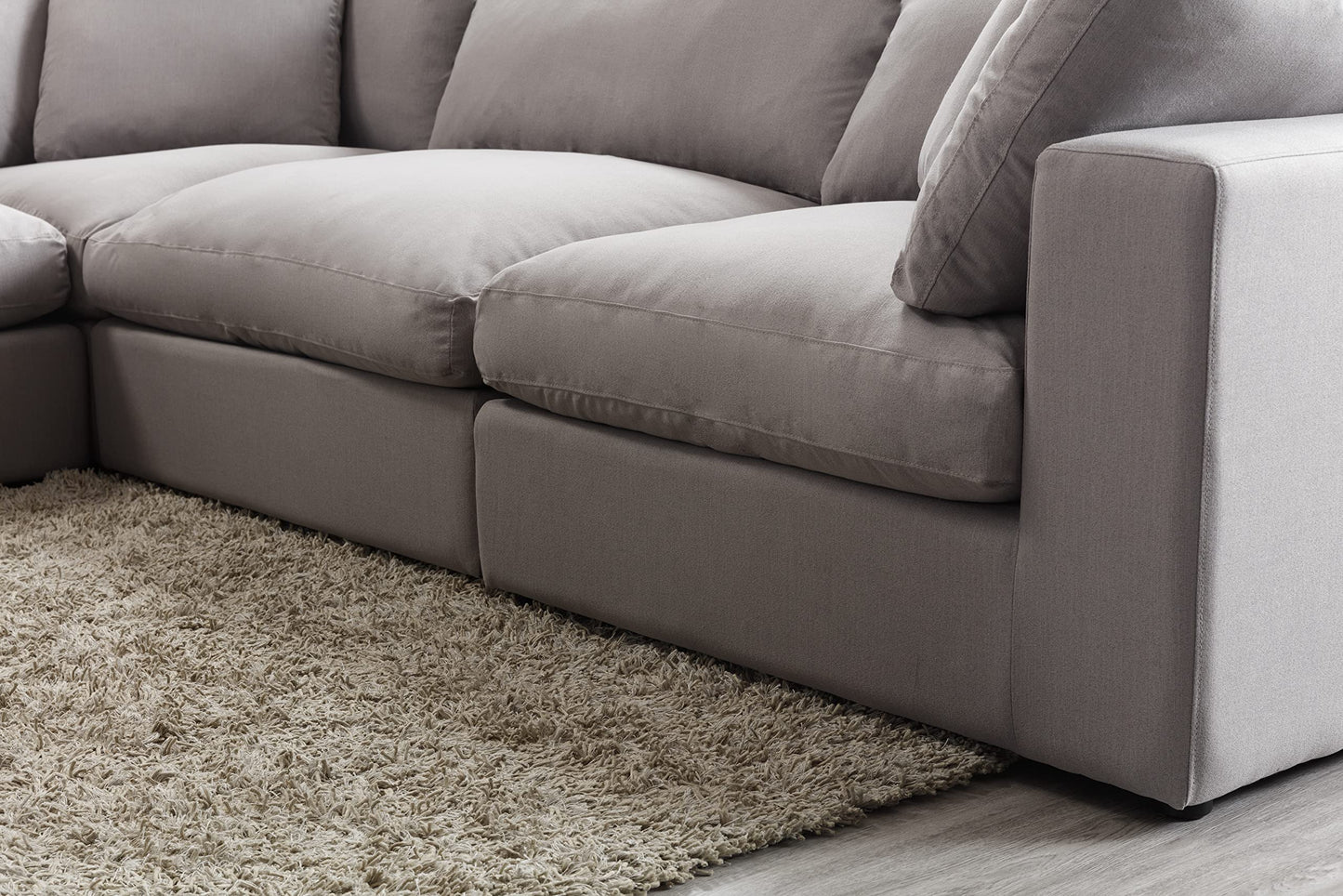 Roundhill Furniture Rivas Contemporary Feather Fill 4-Piece Modular Sectional Sofa, Graphite
