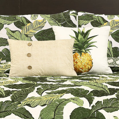 Lush Decor Tropical Paradise Reversible Quilt King Size 5 Piece Set Green - Coastal Bedding Set King Quilt - Beach Decor - Green Quilts