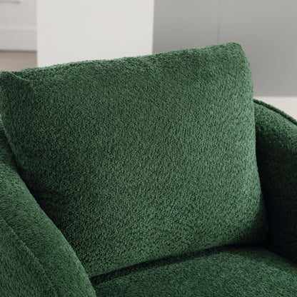 KEIKI 30" Boucle Round Accent Oversized Single Sofa Chair with High Resilience Cushion, Modern Style Upholstered Swivel Accent Barrel Chair, Lounge Armchair, Easy Assembly, for Living Room, Green