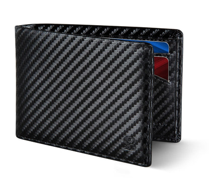SERMAN BRANDS Mens Slim Bifold Wallet RFID Blocking Minimalist Front Pocket Full Grain Leather Wallets for Men - Thin & Stylish (Modern Black Elite)