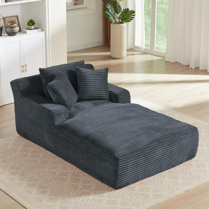 KEIKI 78.7" Oversized Chaise Lounge Chair Indoor, Corduroy Upholstered Boneless Cloud Couch with 3 Pillows, Deep Seat Comfy Sleeper Sofa Bed, No Assembly Required for Living Room