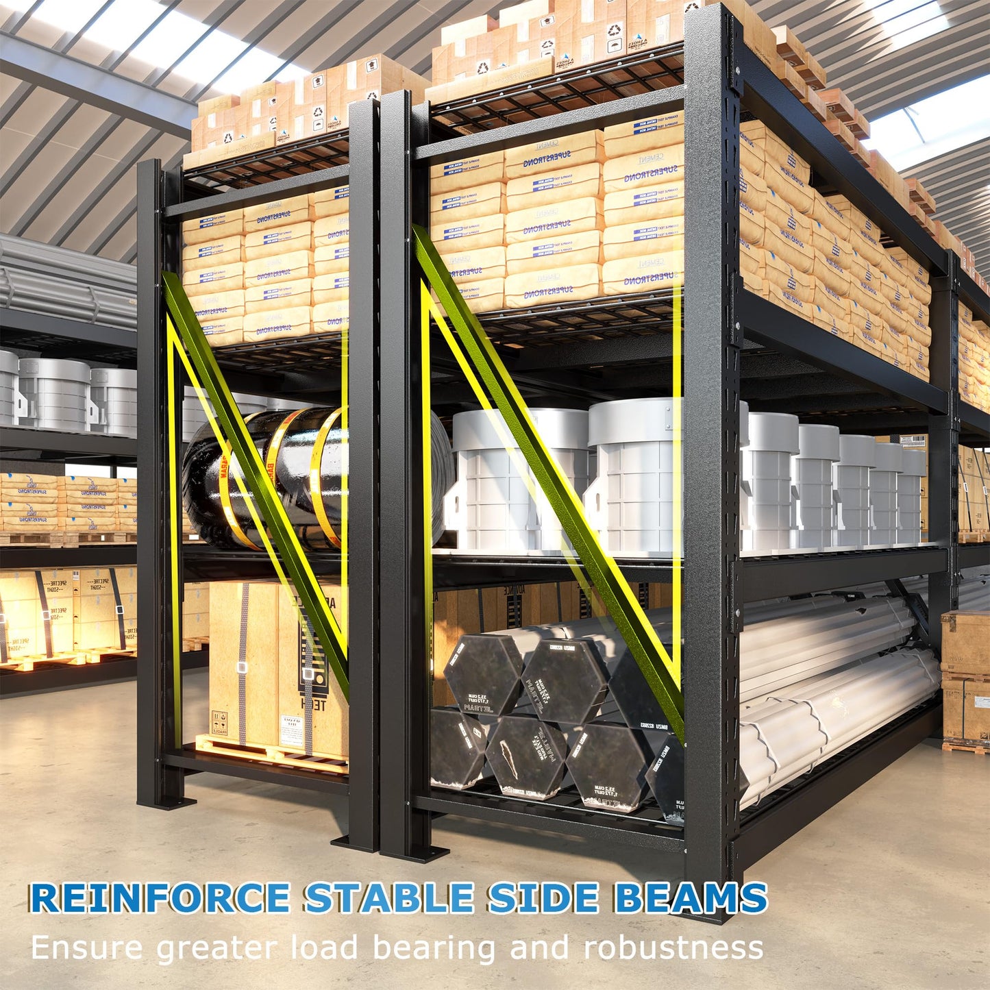 Bepatio 11000LBS Heavy Duty Garage Shelving, 4-Tier Adjustable Storage Shelves Metal Shelving, Industrial Shelf for Basement Warehouse Commercial Garage Shop, 72" H× 60" W × 24" D, Black