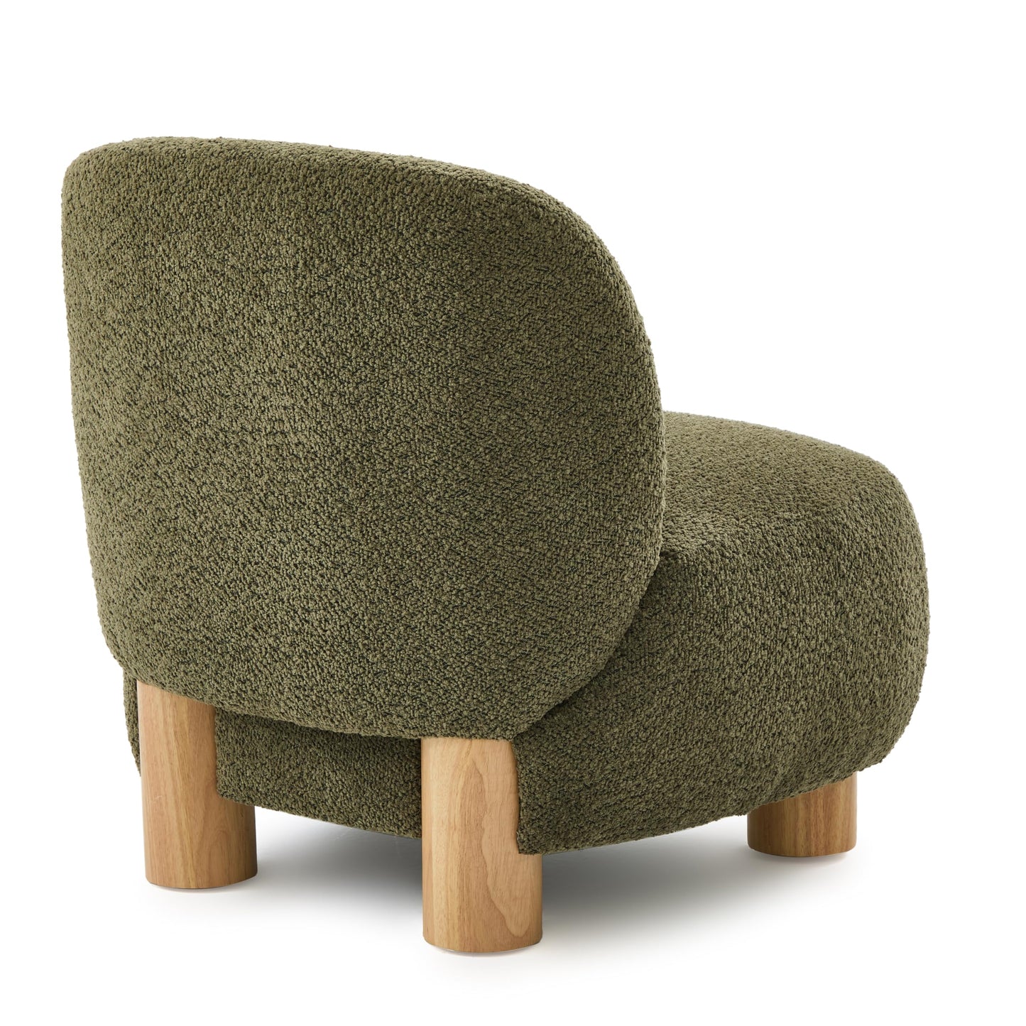 Christopher Knight Home Modern Low Profile Accent Chair for Living Room, Boucle Upholstered Armless Chair with Rubberwood Legs, Comfy Lounge Armchair, Plush Cloud-Like Seating for Bedroom, Olive Green
