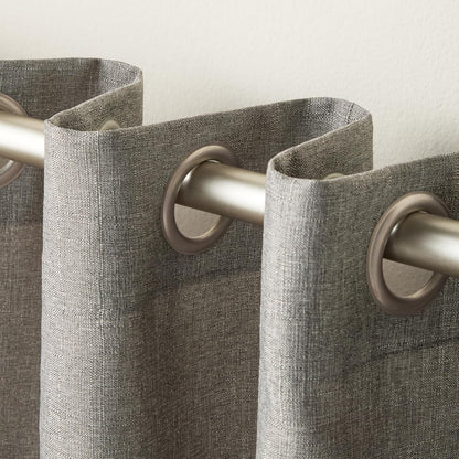Exclusive Home Loha Linen Grommet Top Curtain Panel Pair, 54"x84", Black Pearl