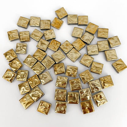 NUO RUI 100 Pcs Gold Mirror Mosaic Tiles, Mini Square Mirrors for Arts Crafts Projects (Gold)