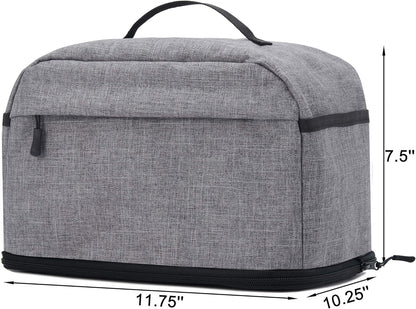 VOSDANS 4 Slice Toaster Cover, Gray, 2-in-1 Toaster Bag with Pockets, Machine Washable, Patent Design