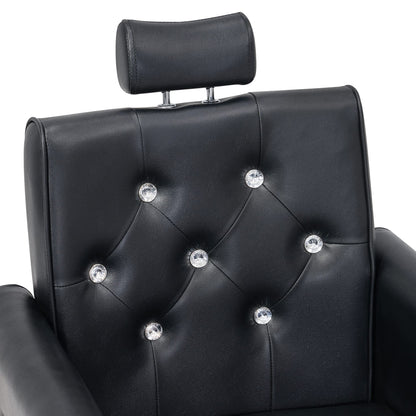 BarberPub Classic Hydraulic Recliner Barber Chair Antique Hair Spa Salon Styling Beauty Equipment 3123 (Black)