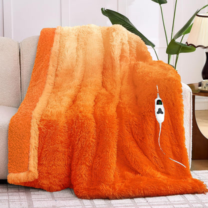 Heated Electric Blanket Throw,Warm Winter Birthday Gifts for Women Her Grandma-Faux Fur with Soft Sherpa,10 Heat Settings,5 Time Settings with Fast Heating, 50x60, Rainbow