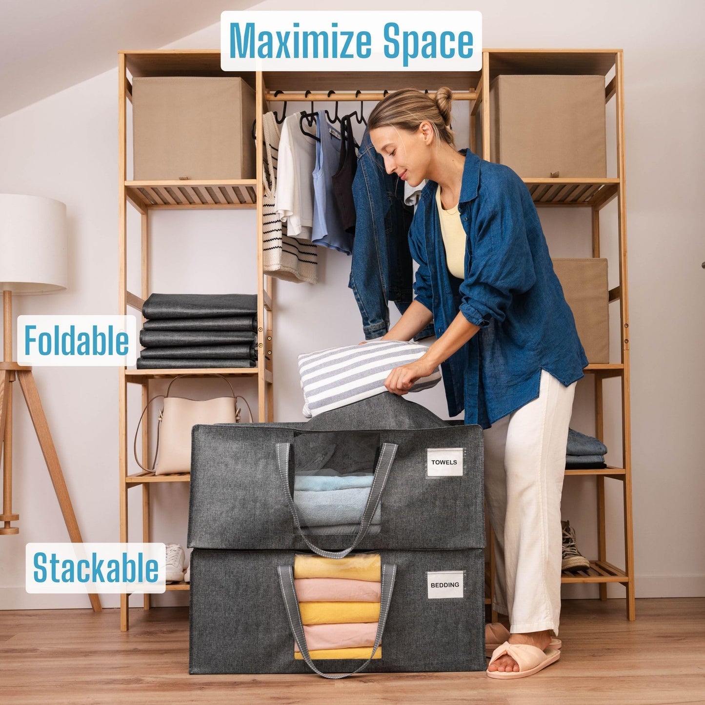 VENO 10 Pack Heavy Duty Moving Bags, Packing Bags with Clear Window, Alternative to Moving Boxes, Storage Bins for Clothes, Blankets, Comforters, College Dorm Essentials (Gray, 10 Pack)