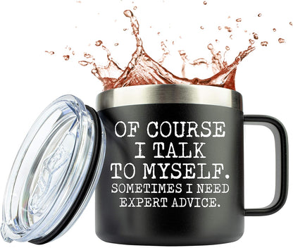 JENVIO Funny Travel Mugs for Fathers Day, Laser Etched Stainless Steel Coffee Mug Tumbler, Unique Gift
