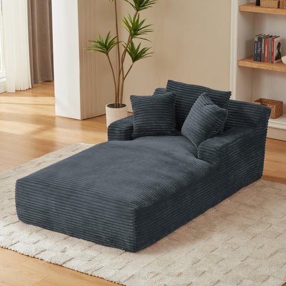 KEIKI 78.7" Oversized Chaise Lounge Chair Indoor, Corduroy Upholstered Boneless Cloud Couch with 3 Pillows, Deep Seat Comfy Sleeper Sofa Bed, No Assembly Required for Living Room