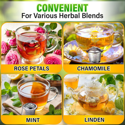 Set of 1 Large Tea Infuser, 2 Small Infuzers & Scoop With Bag Clip - Stainless Steel Infuser for Loose Leaf Tea Steeper Tea Strainers for Loose Tea Diffusers for Loose Tea - Loose Leaf Tea Infuser