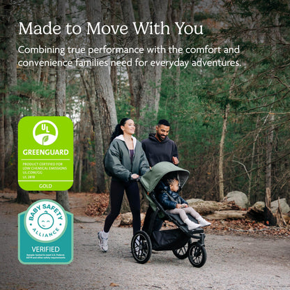 UPPAbaby Ridge V2 Jogging Stroller | All-Terrain Performance Suspension + Never-Flat Tires Built for Walking, Running + Trails | Water Bottle Holder Included | Savannah (Pearl Grey | Carbon Frame)