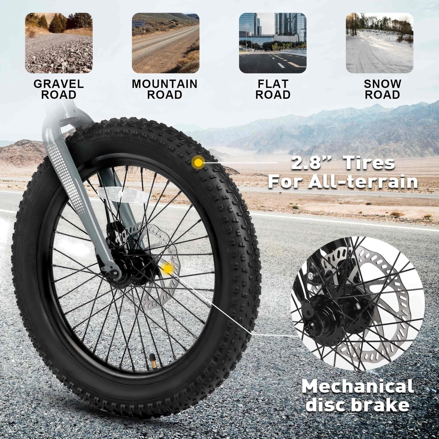 Glerc Mars Kids Mountain Bike, 20 Inch Fat Tire Bike for Teen Ages 6-12 Year Old, Bicycle with 2.8-Inch Wide Tires and 6 Speed Drivetrain, Gray