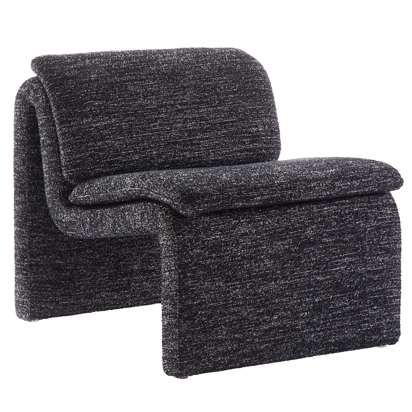 Modway Lume Curved Lounge Chair in Charcoal Boucle Fabric – Modern Upholstered Armless Accent Chair with Padded Cushion - Unique Slipper Chair for Bedroom or Living Room