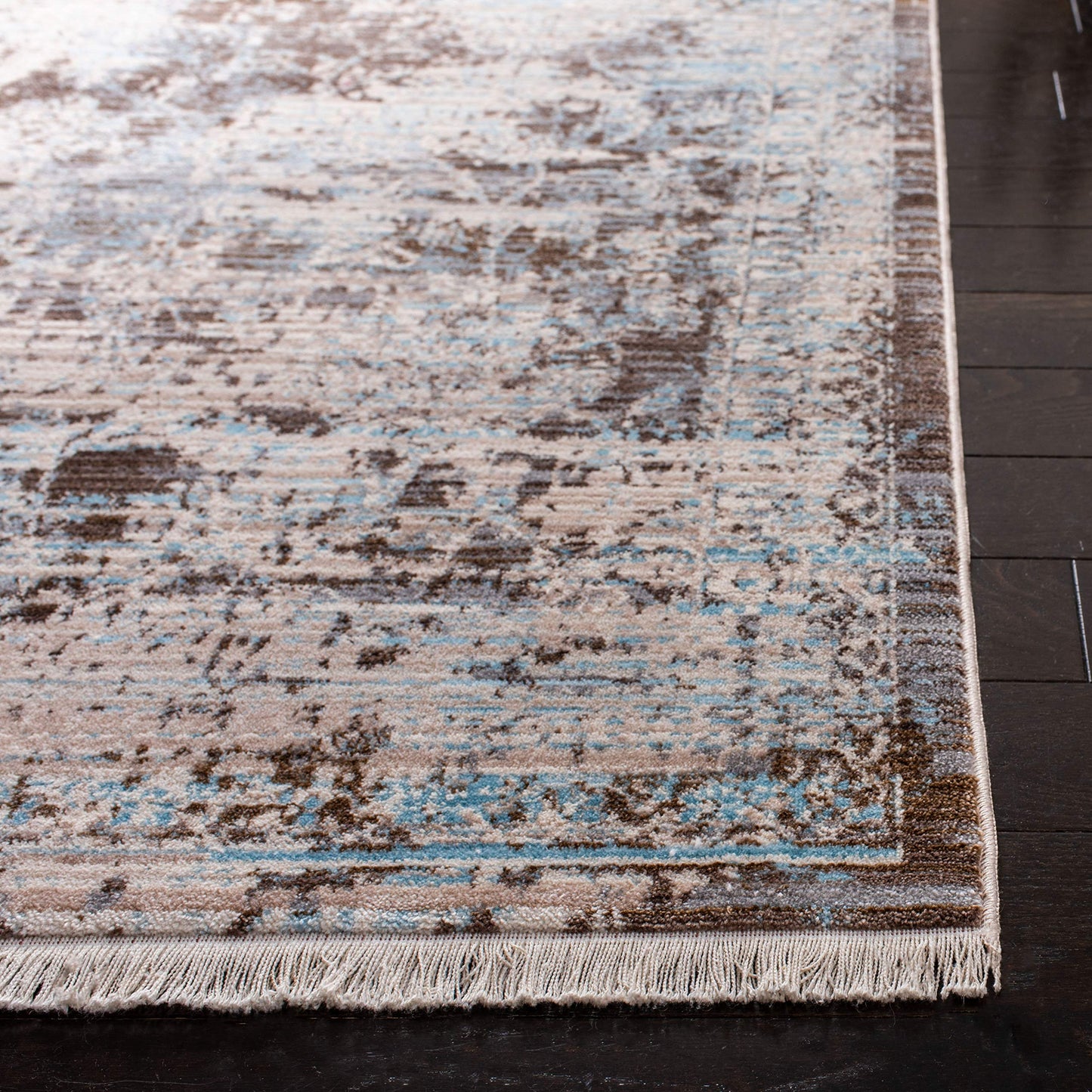 SAFAVIEH Persian Collection Accent Rug - 3' x 5', Brown & Light Blue, Oriental Distressed Design, Non-Shedding & Easy Care, Ideal for High Traffic Areas in Entryway, Living Room, Bedroom (VTP417T)