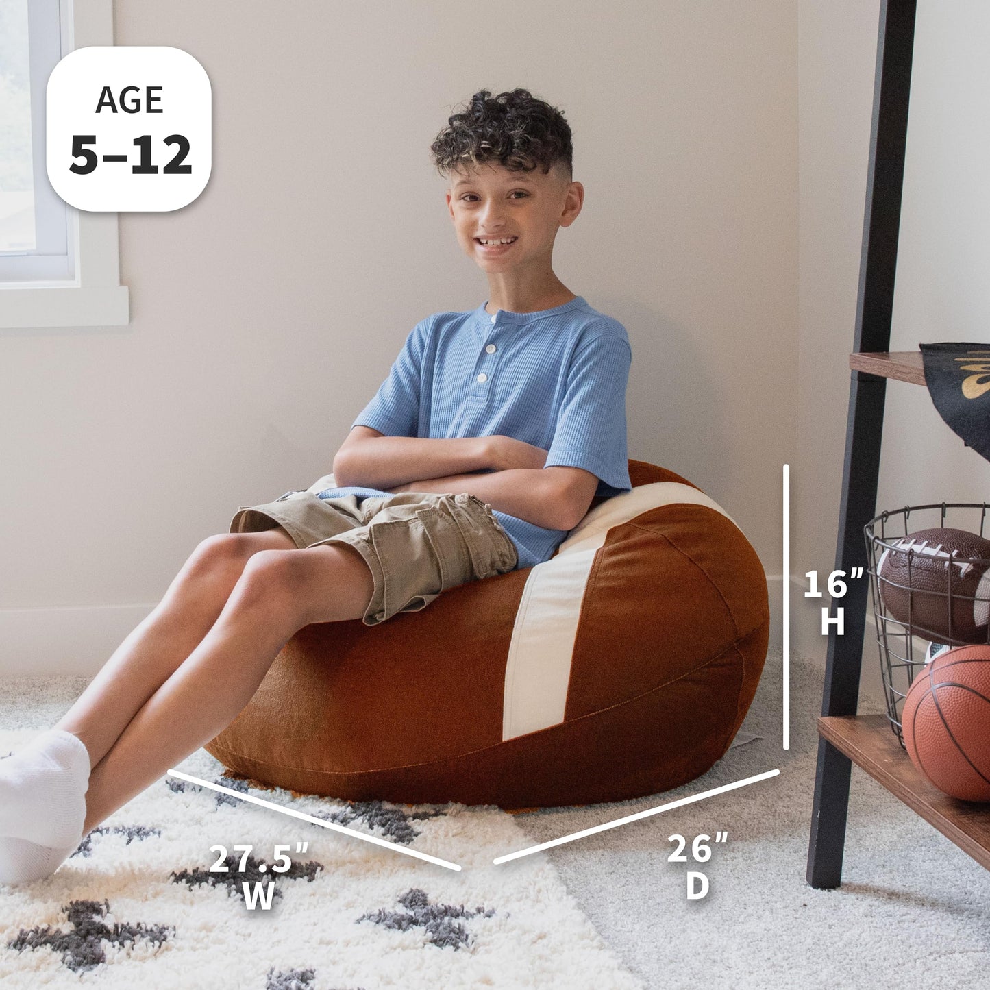 Big Joe Classic Bean Bag Chair, Mini Clouds Oat Smartmax, Durable Polyester Nylon Blend, 2 feet Round