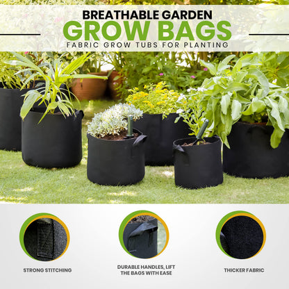 Utopia Home 5 Pack 5 Gallon Grow Bags, 300G Thickened Nonwoven Plant Fabric Pots for Outdoor, Grow Pots, Garden Plant Bags, Aeration Fabric Planters for Fruits, Vegetables and Flowers