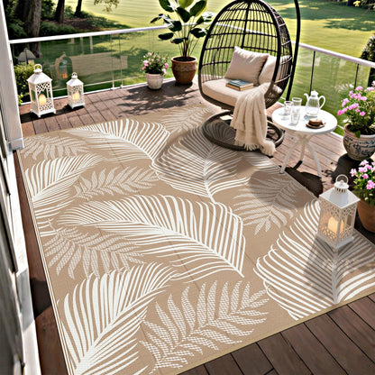 Pauwer Outdoor Rug 5'x8' Waterproof for Patios, Reversible Plastic Straw Rug, Indoor Outdoor Area Carpet RV Mat, Patio Camping Mats for RV, Picnic, Backyard, Deck, Balcony, Porch
