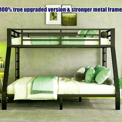 LUCALEO Latest Upgraded & Stronger Thickened Metal Bunk Bed Twin XL Over Queen Size, Heavy Duty Safer More Stable Steel Bunkbeds (Greater Weight Capacity) (Twin XL Over Queen)